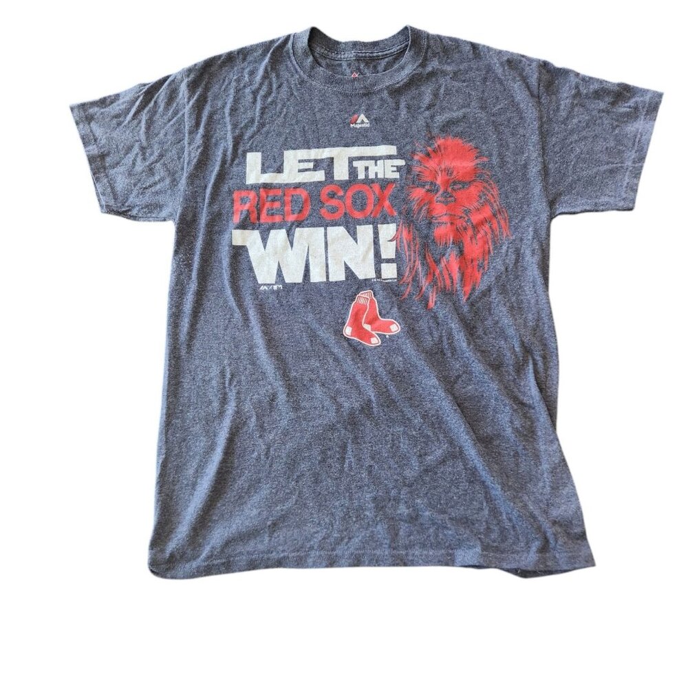 Majestic Boston Red Sox‎ T-Shirt Short Sleeve Navy Blue Star Wars Wookie Sz M